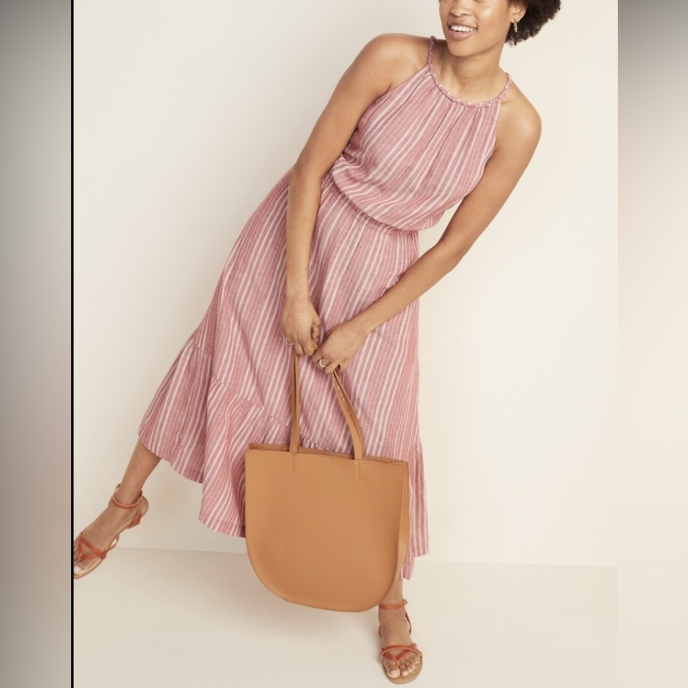 Old Navy Waist-Defined Braided-Strap Dobby Stripe Maxi Dress - Picture 3 of 12